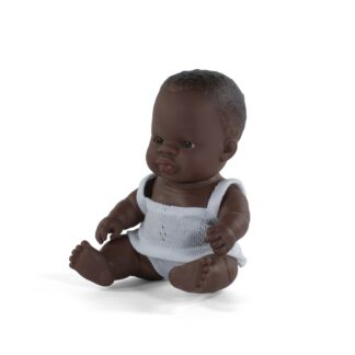 Miniland | babypop Afrikaanse jongen 21cm | Houten Aap