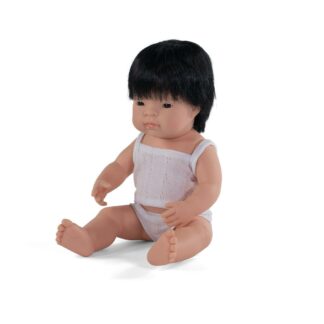 Miniland | babypop Aziatische jongen 21cm | Houten Aap