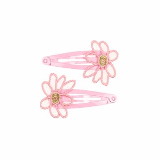 Souza | Haarclips Lynette, roze bloem | Houten Aap