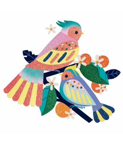 Djeco | Glitterschilderijen paradijsvogels | Houten Aap