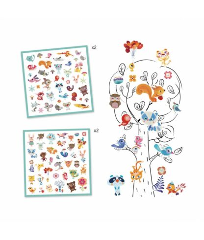 Djeco | Papieren stickers | kleine vrienden | Houten Aap