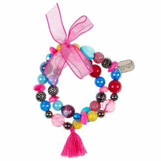 Souza | Cadeauset armband parels-roze zalm + ringetje | Houten Aap