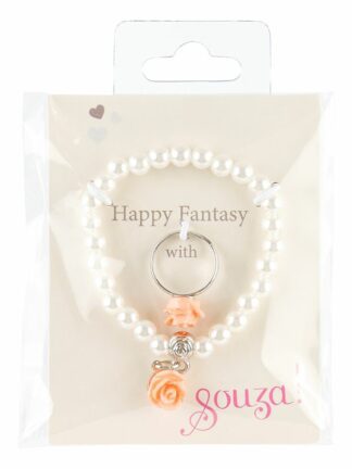 Souza | Cadeauset armband parels-roze zalm + ringetje | Houten Aap