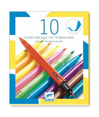 Djeco | 10 viltstiften brush | pop kleuren | Houten Aap